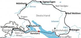 Cycle tour Lake Constance, Danube & Allgäu - map